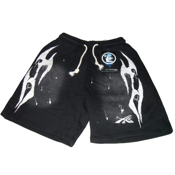 Hellstar Shorts Mens Gray Size Medium Fits Large Black Drawstring Authentic - Picture 1 of 7